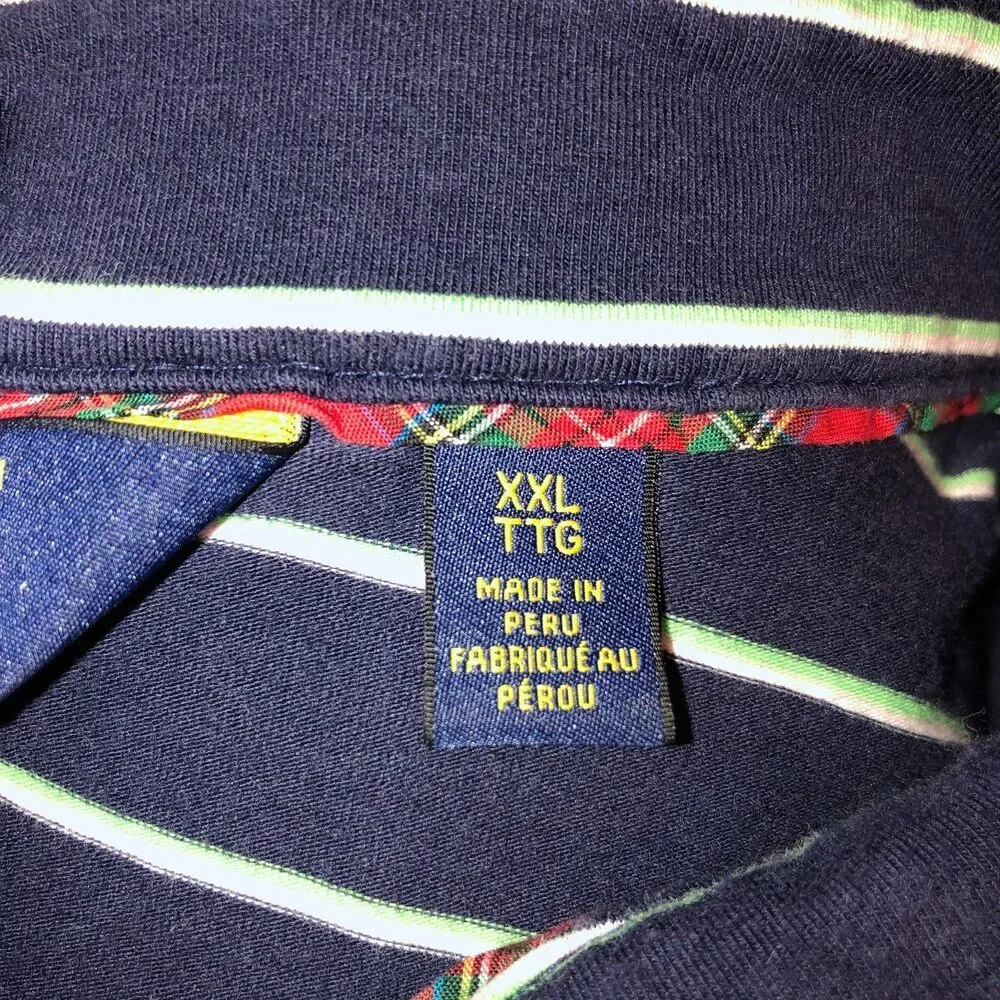 Polo Golf Ralph Lauren Mens Size XXL Navy Blue Stripe Stretch Lisle Polo Shirt